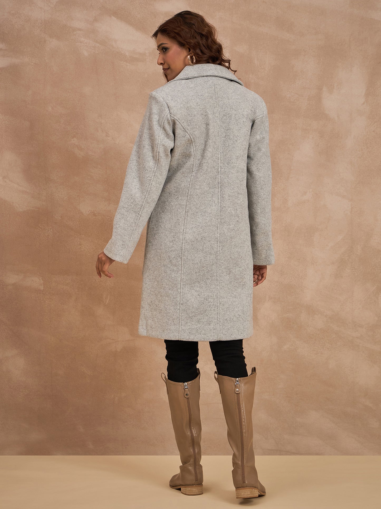 Clapton Women’S Wool Blend Long Winter Coat Grey – Classic Button Closure & Lapel Collar