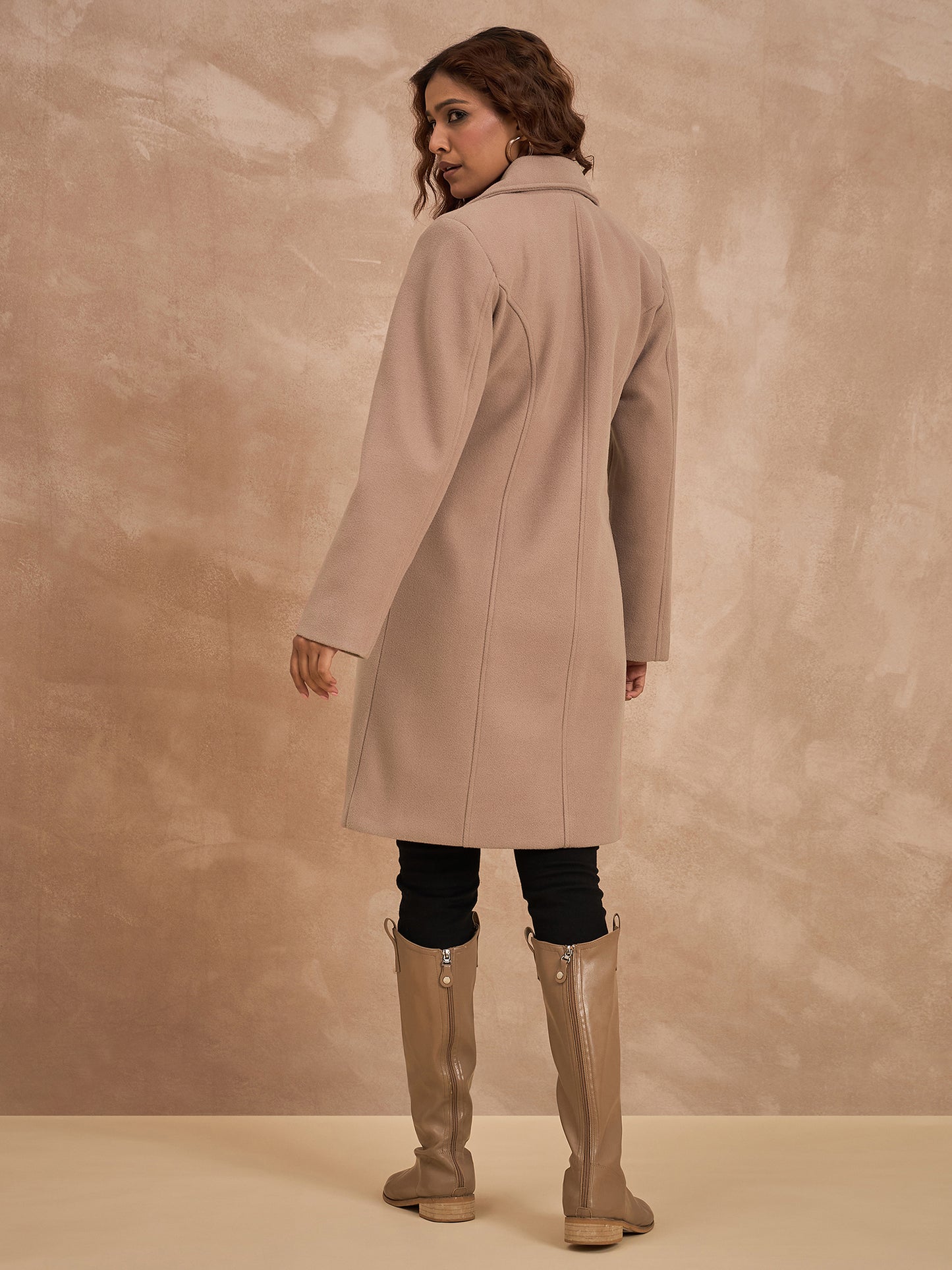 Clapton Women’S Wool Blend Long Winter Coat Brown – Classic Button Closure & Lapel Collar