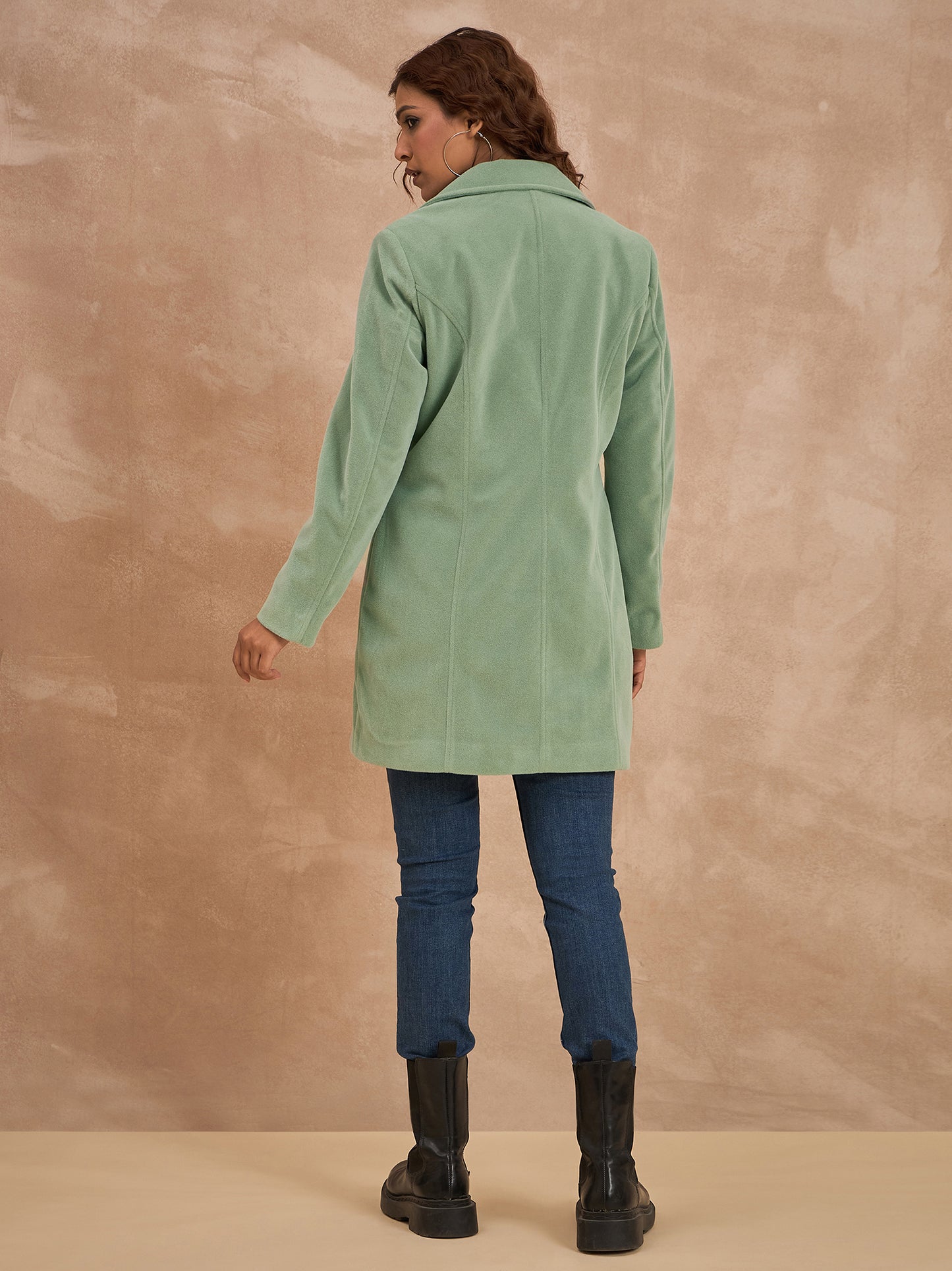 Clapton Women’S Wool Blend Long Winter Coat Green – Classic Button Closure & Lapel Collar