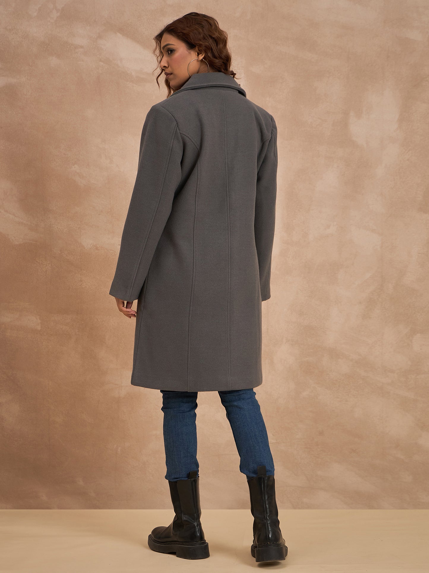 Clapton Women’S Wool Blend Long Winter Coat Grey – Classic Button Closure & Lapel Collar