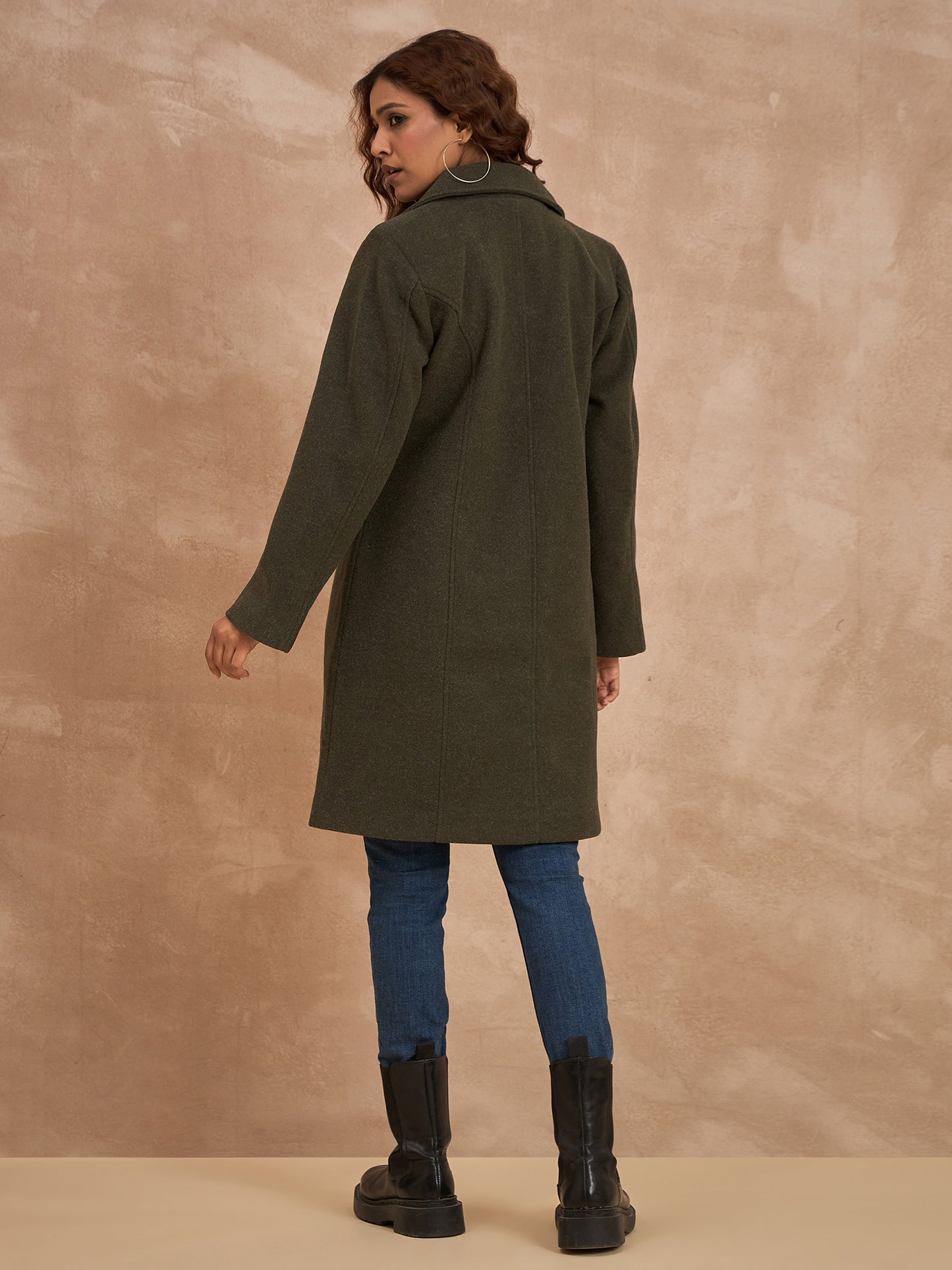 Clapton Women’S Wool Blend Long Winter Coat Green – Classic Button Closure & Lapel Collar