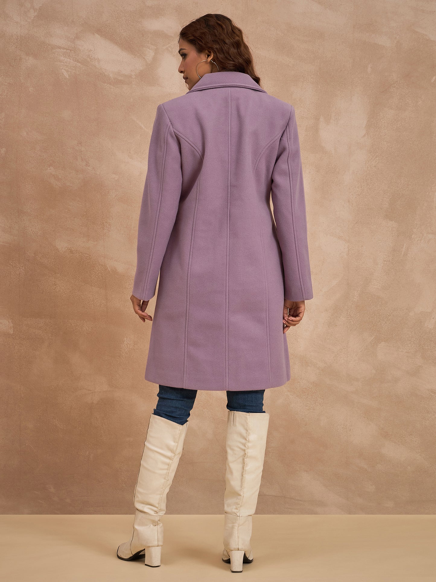 Clapton Women’S Wool Blend Long Winter Coat Purple – Classic Button Closure & Lapel Collar