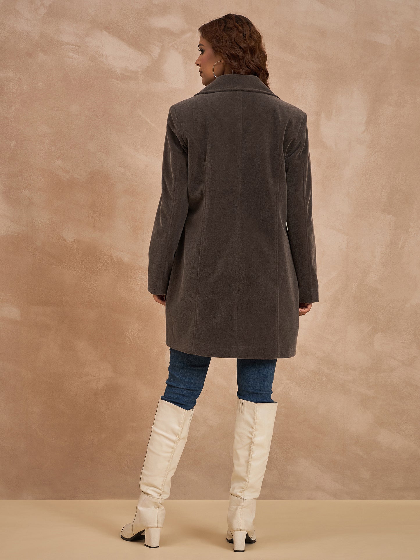 Clapton Women’S Wool Blend Long Winter Coat Brown – Classic Button Closure & Lapel Collar