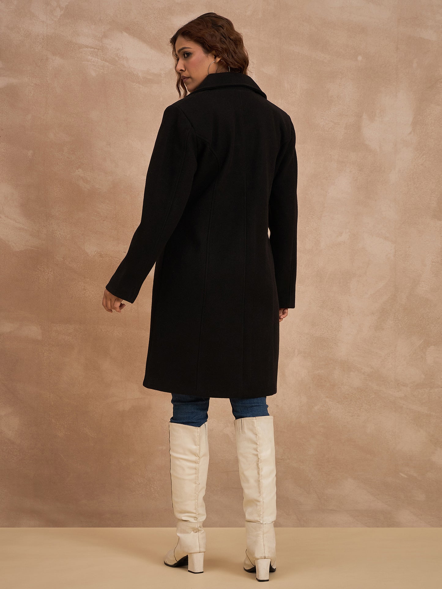 Clapton Women’S Wool Blend Long Winter Coat Black – Classic Button Closure & Lapel Collar
