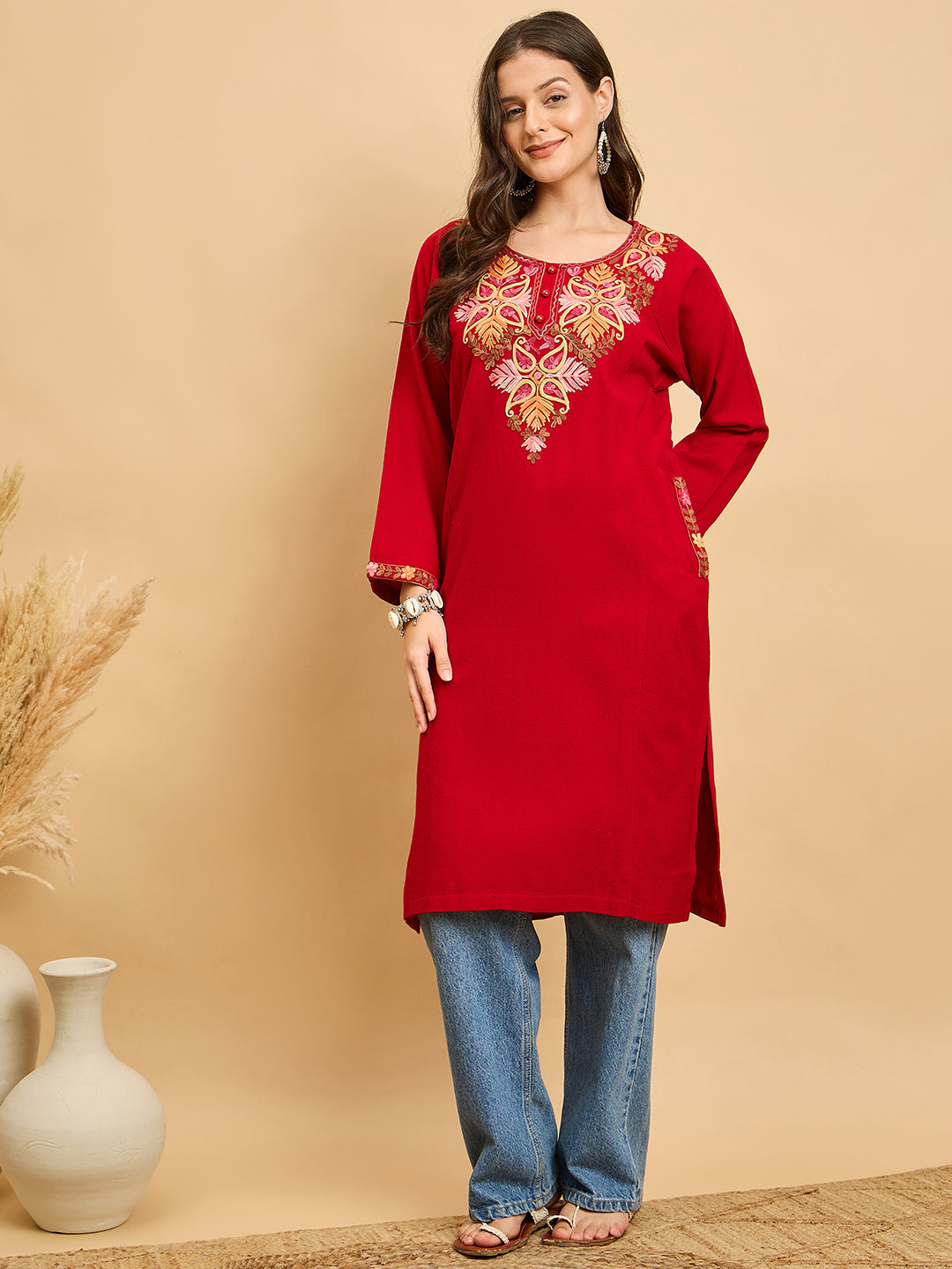 Embroidered Kashmiri Phiran (Free Size)