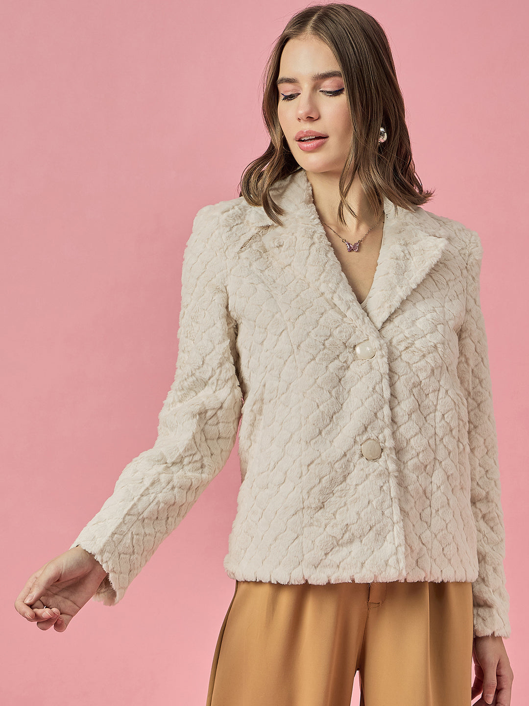 Single Breasted Woollen Blazer Regular Fit Formal Camel