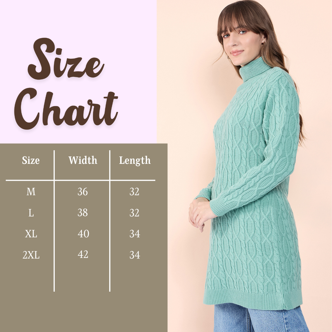 Clapton High Neck Cable Knitted Woolen Dress Pista