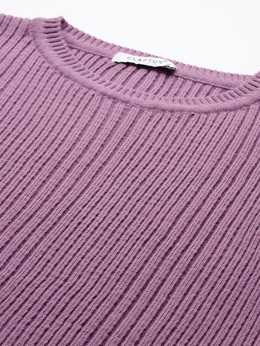 Women Knitted Long Tunic ,Button Down ,Winter Wear Women Color Purple