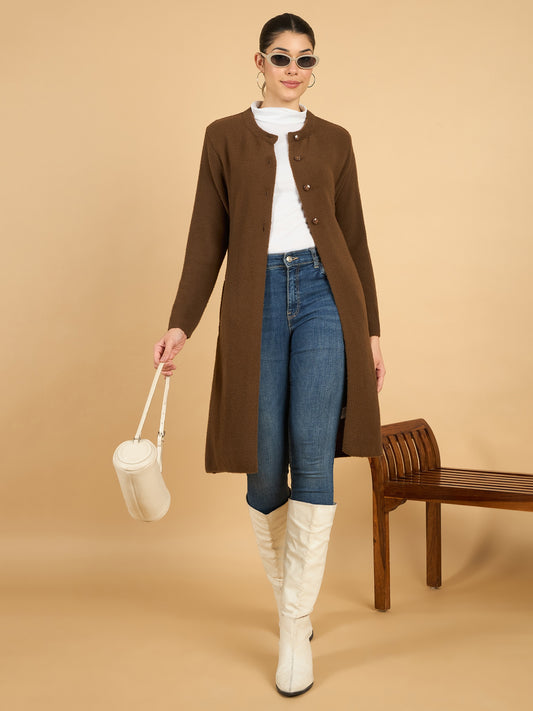 Brown long woolen Cardigan