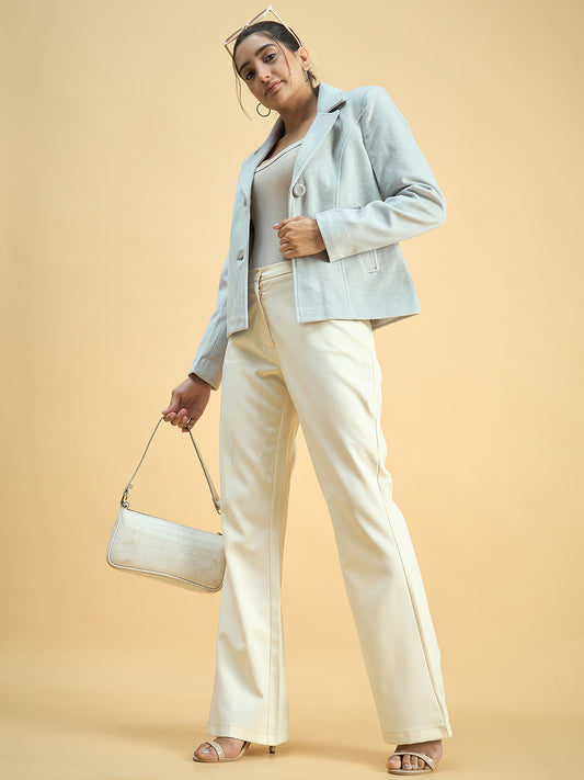 Single Breasted Woollen Blazer Regular Fit Formal Grey