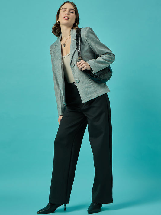 Single Breasted Woollen Blazer Regular Fit Formal Dark Pista