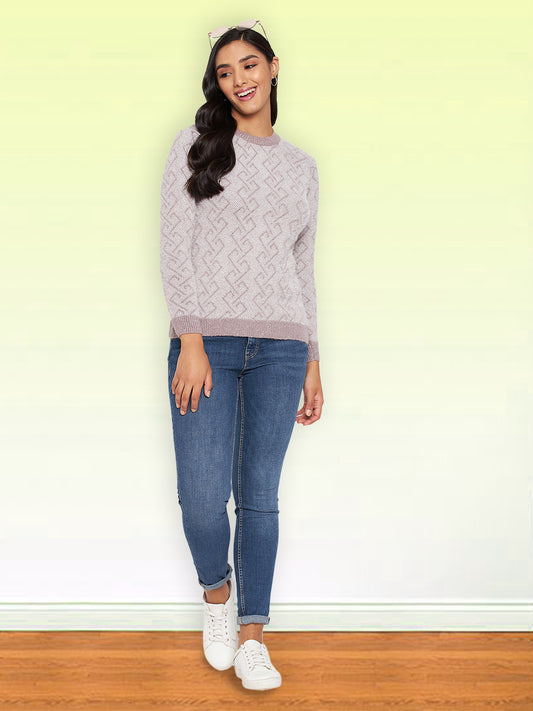 Hair Wool Round Neck Peach Top