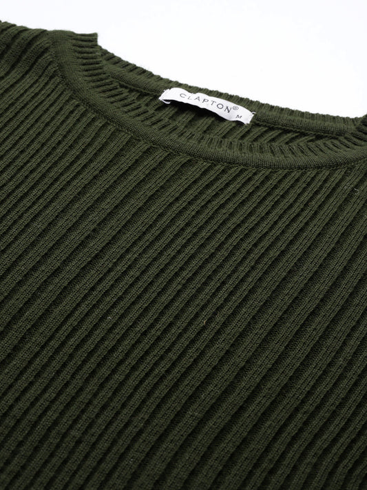 Women Knitted Long Tunic ,Button Down ,Winter Wear Women Color Green