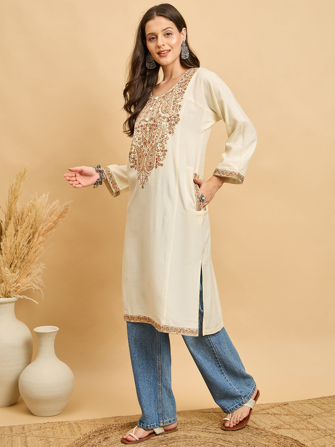 Embroidered Kashmiri Phiran (Free Size)