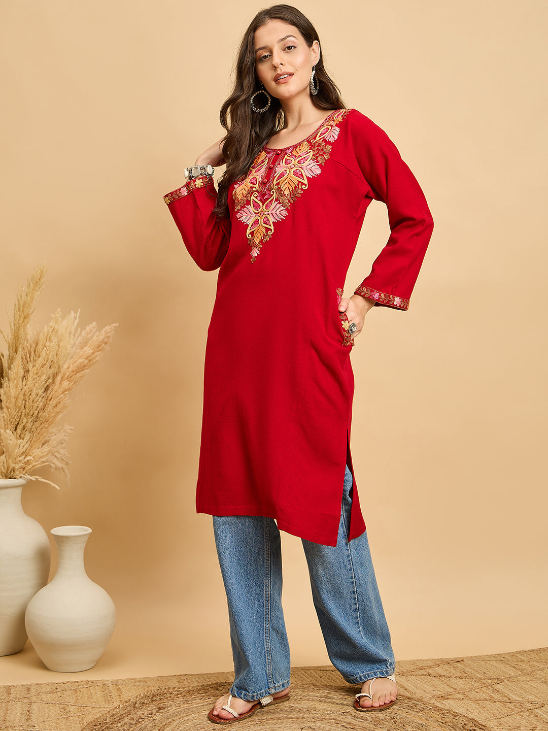 Embroidered Kashmiri Phiran (Free Size)
