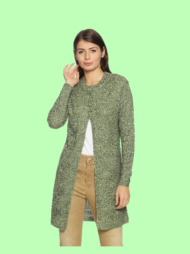 Wool Blend Round Neck Apple Long Shrug