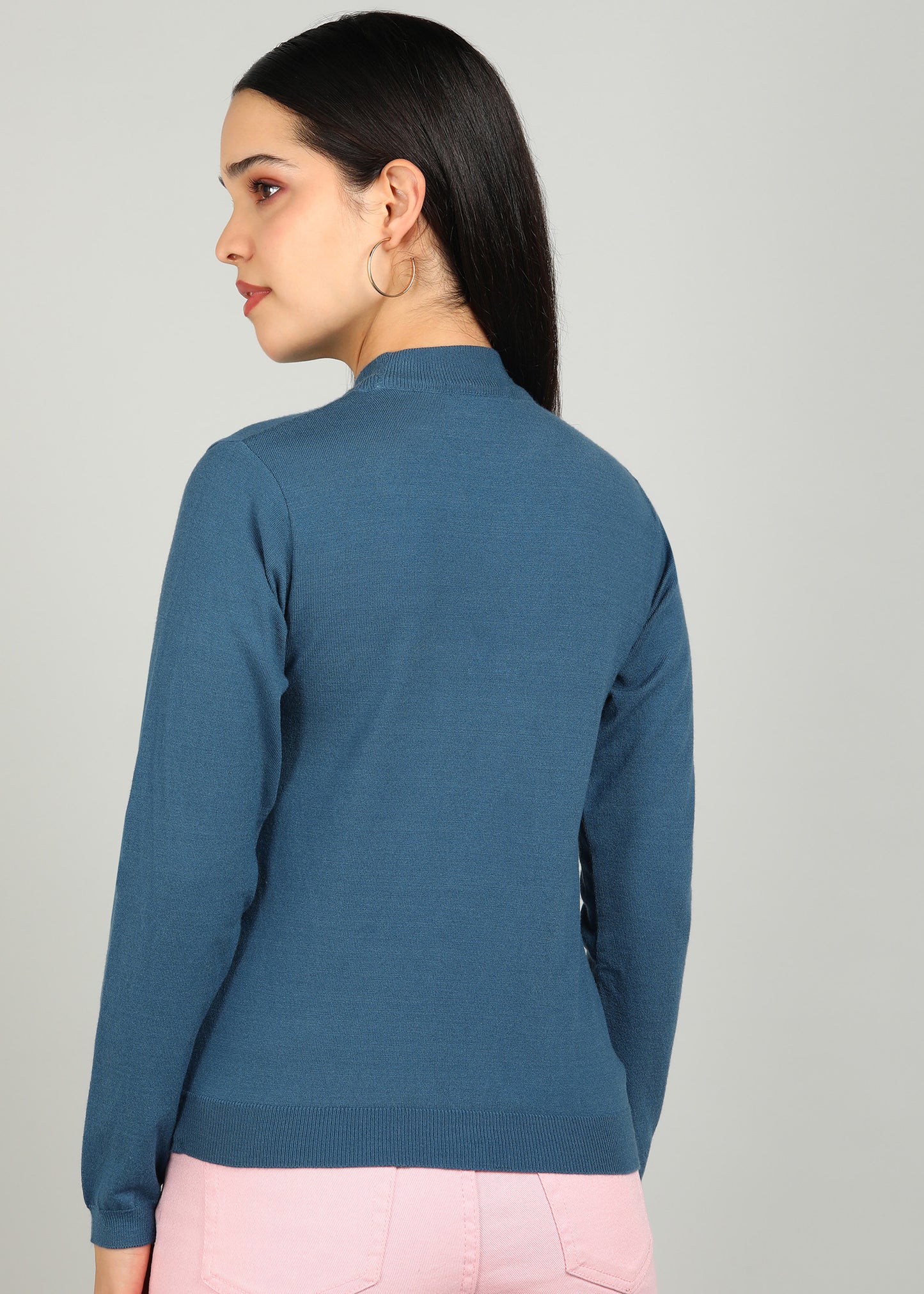 Women Solid Color Round Neck Viscose T-Shirt Royal