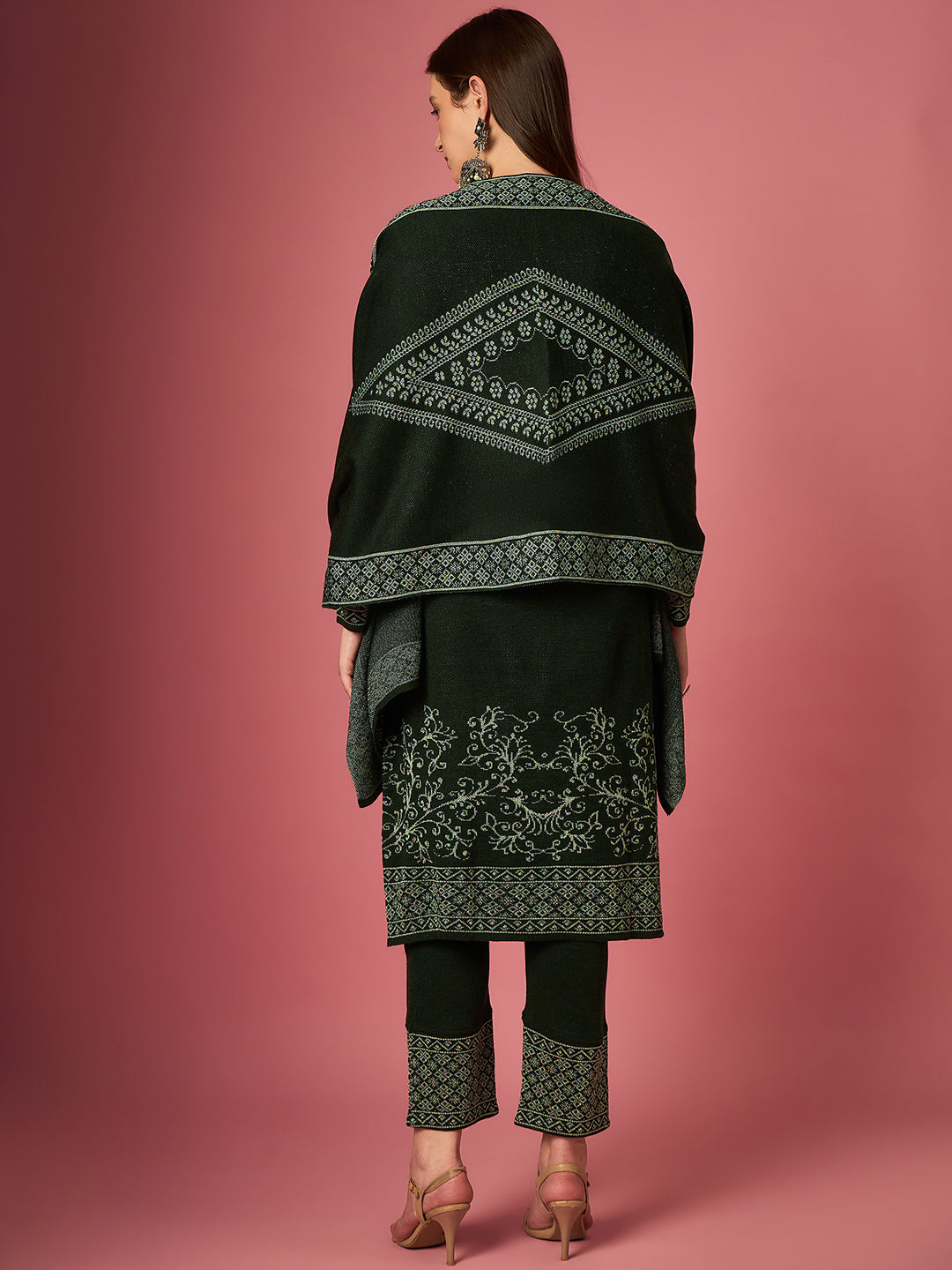 Clapton Embroidered Straight Kurta Pant With Dupatta Set Green