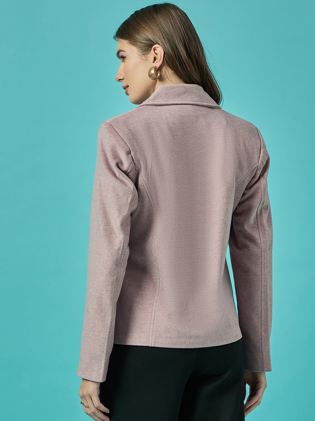 Single Breasted Woollen Blazer Regular Fit Formal Dark Pink