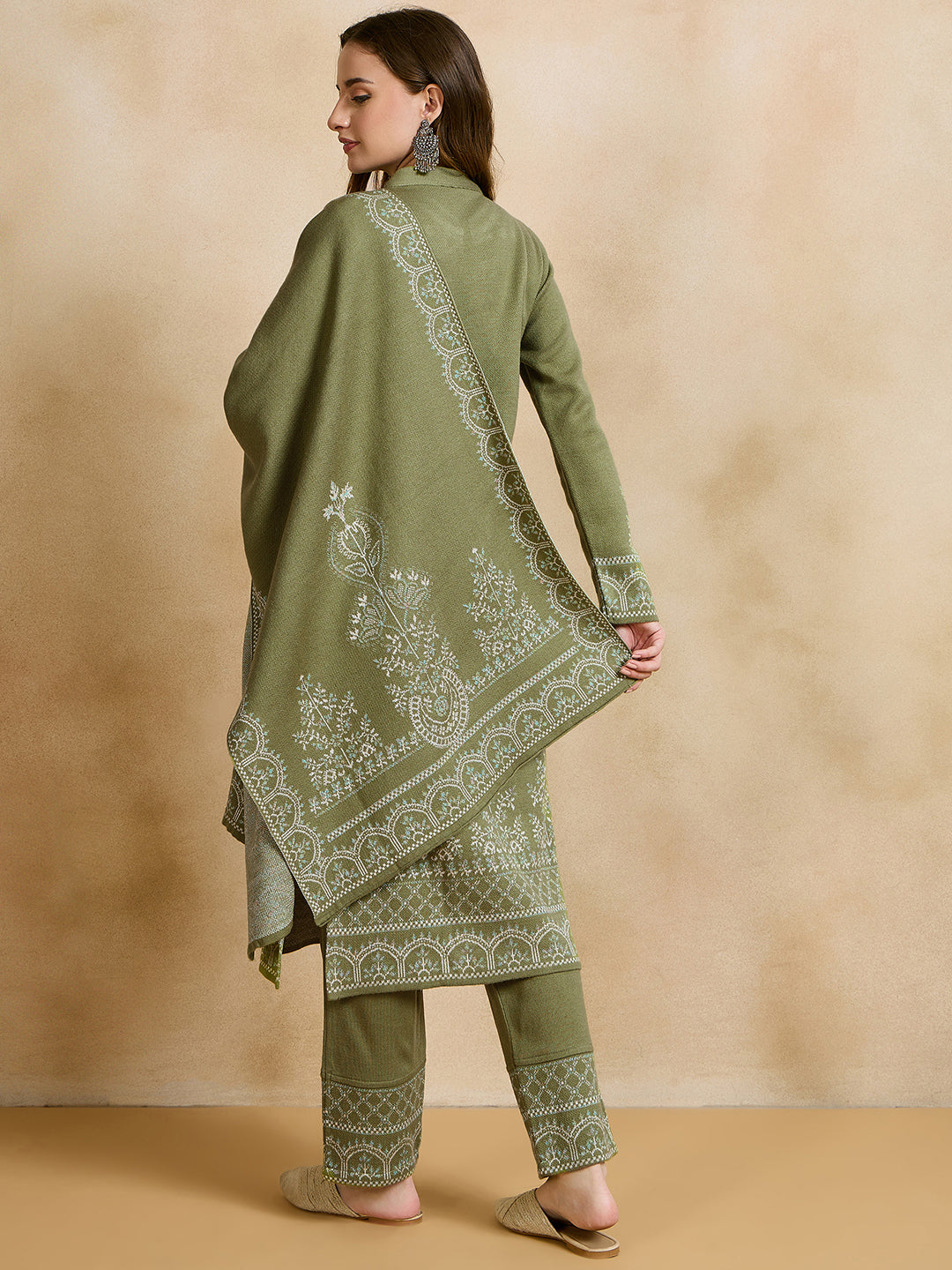 Clapton Embroidered Straight Kurta Pant With Dupatta Set Green