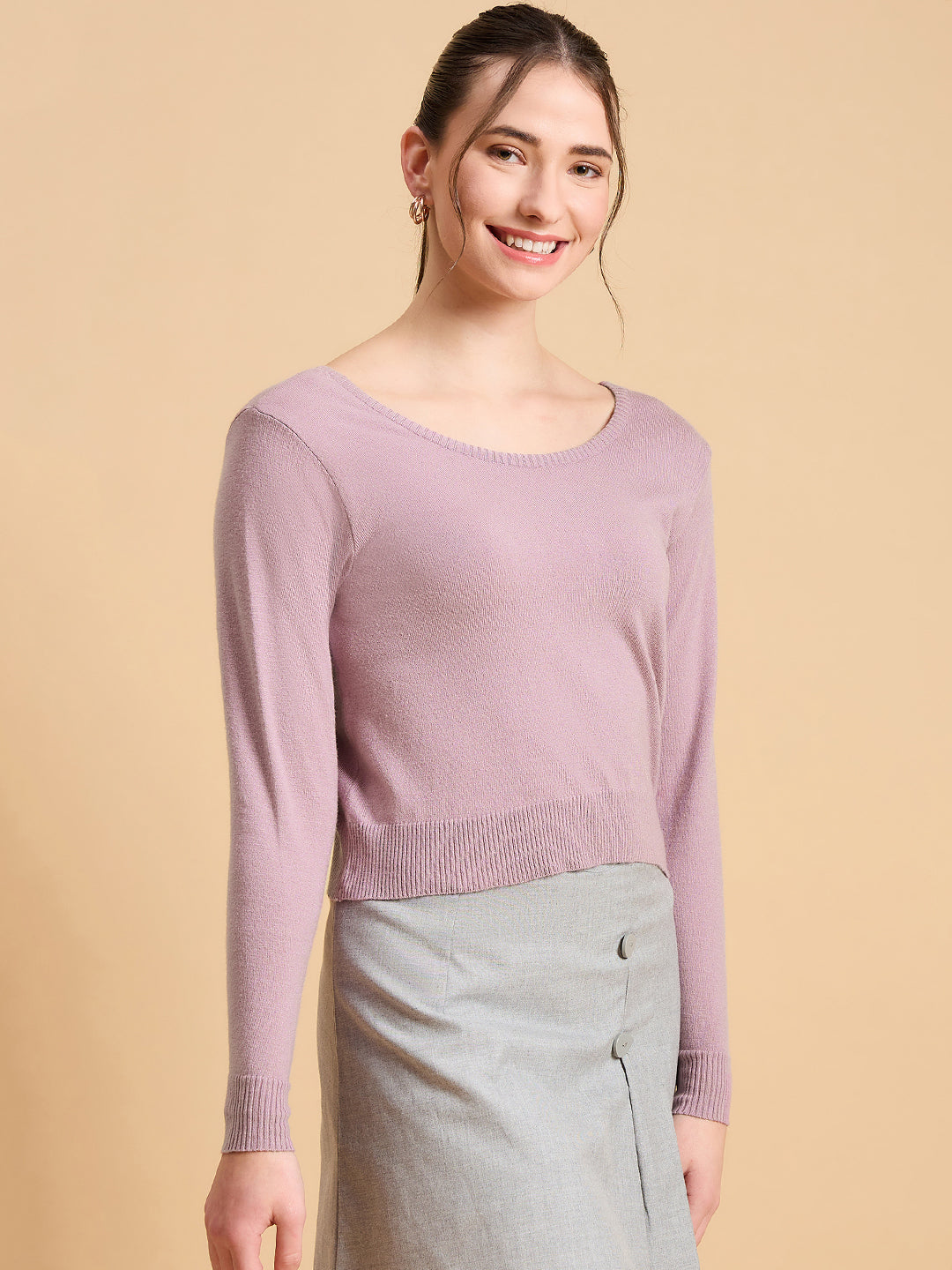 Wool Blend Full Sleeve Designer Pink Blouse