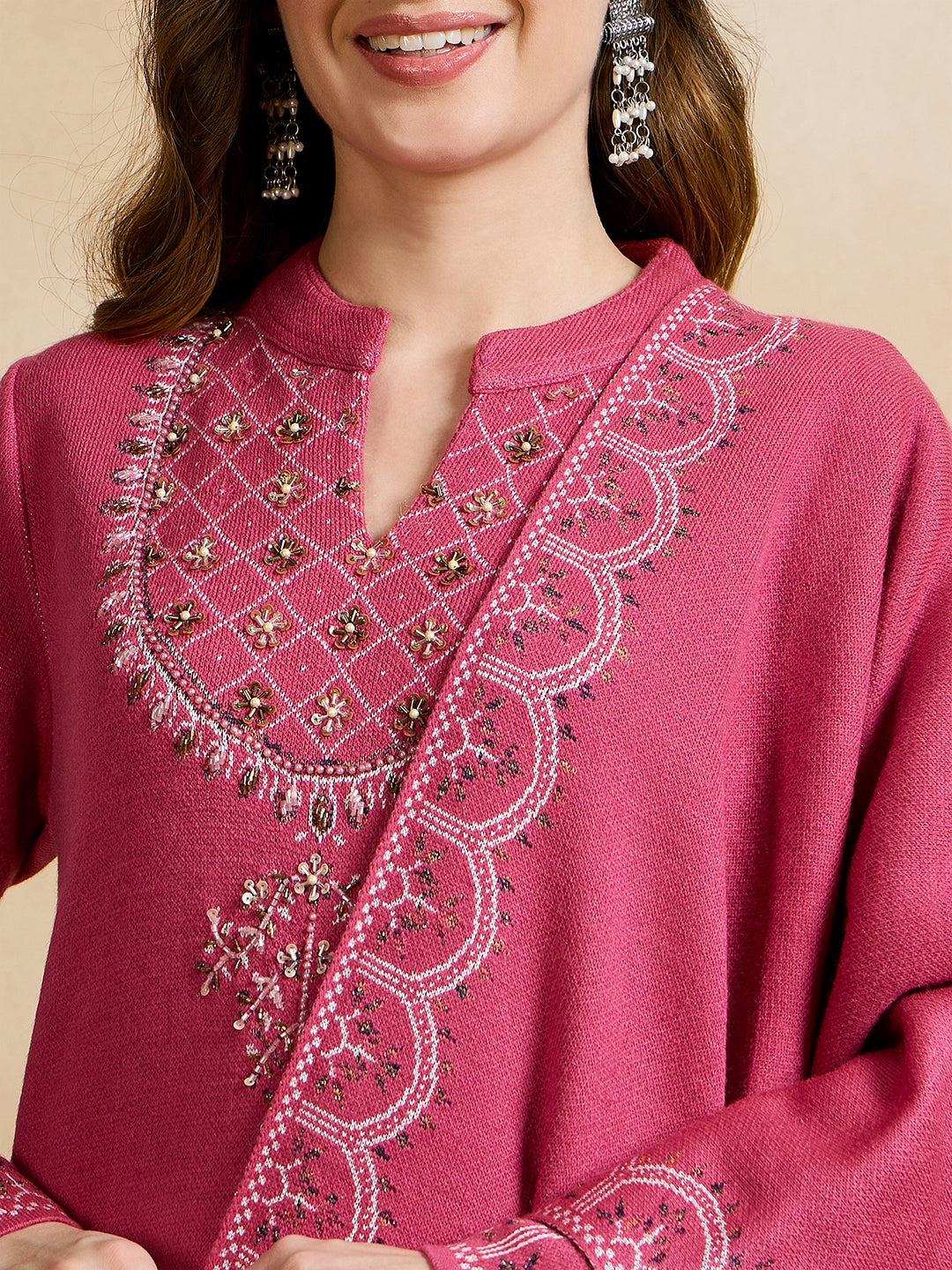 Clapton Embroidered Straight Kurta Pant With Dupatta Set Pink