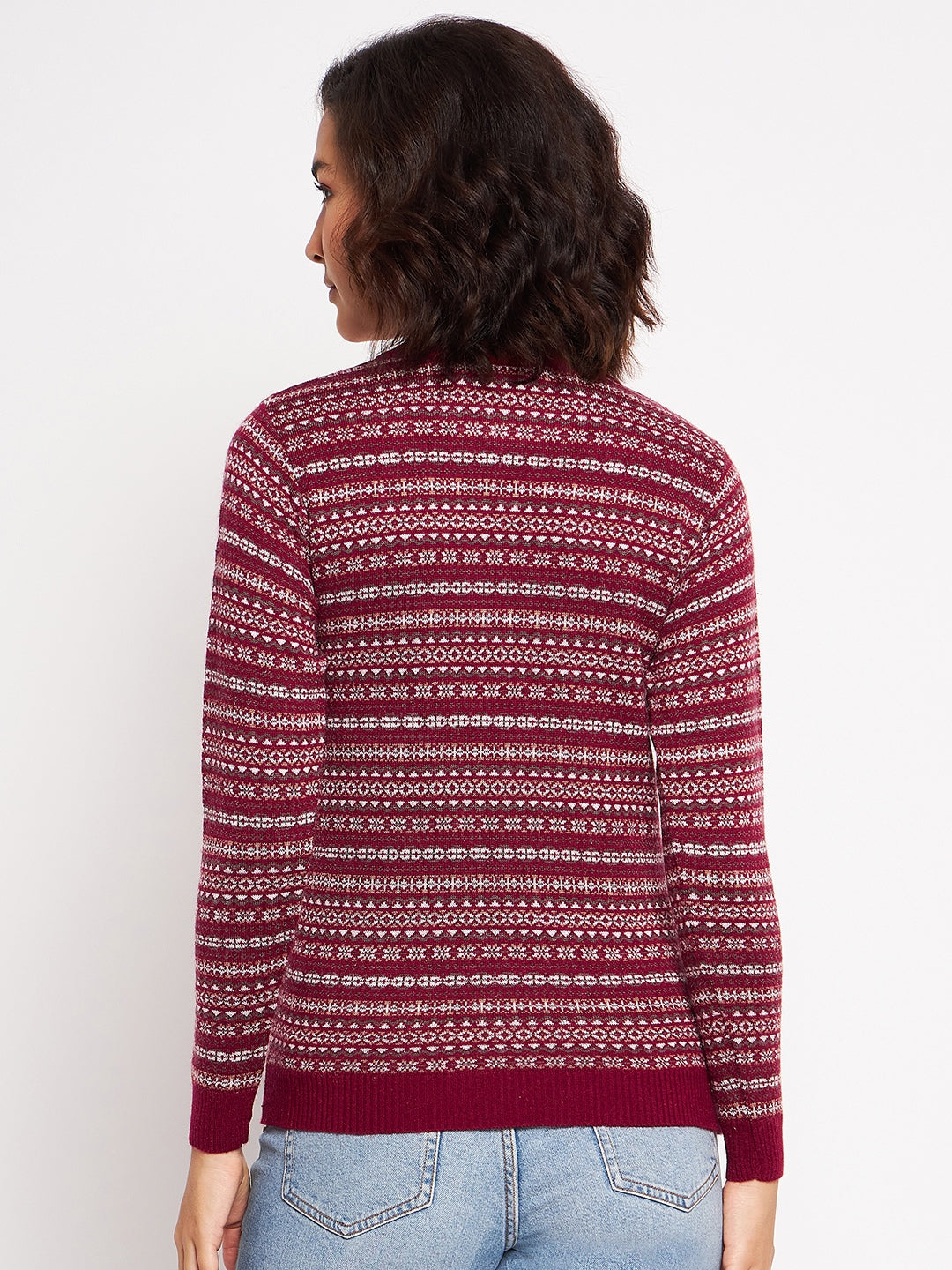 Wool Blend Round Neck Maroon Top
