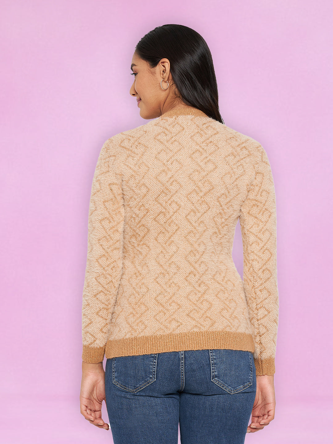 Hair Wool Round Neck gold Top