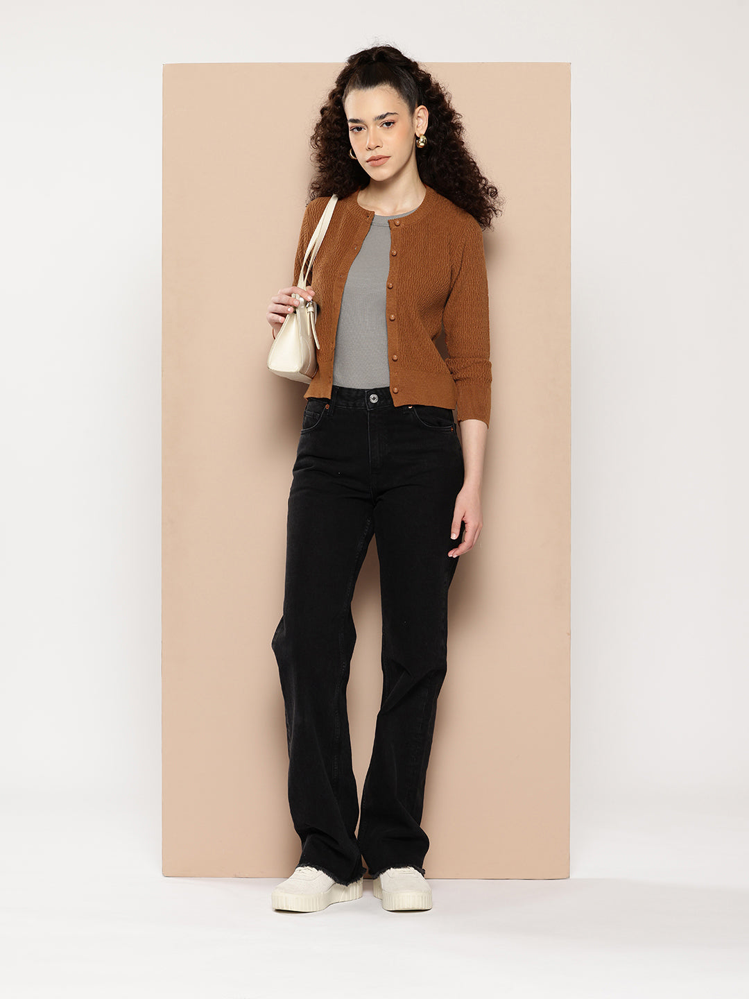 Women Knitted Cropped Cardigan Sweater