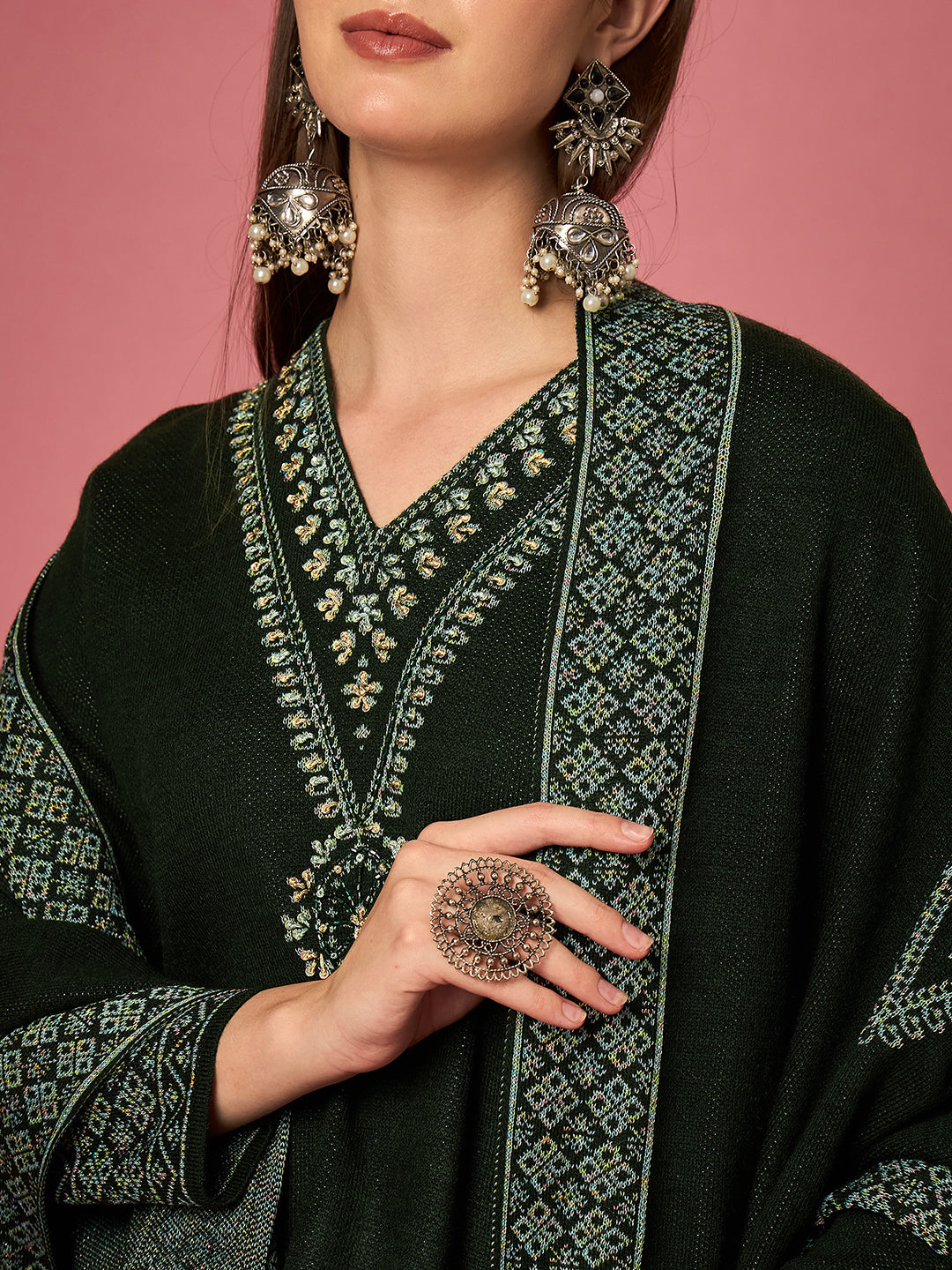 Clapton Embroidered Straight Kurta Pant With Dupatta Set Green