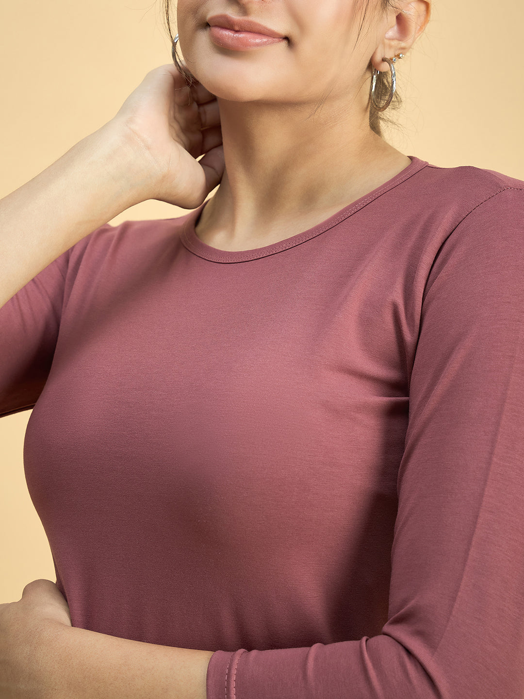 Clapton Crew Neck Tees Candy Cotton Lycra For Women Soild Onion Summer wear
