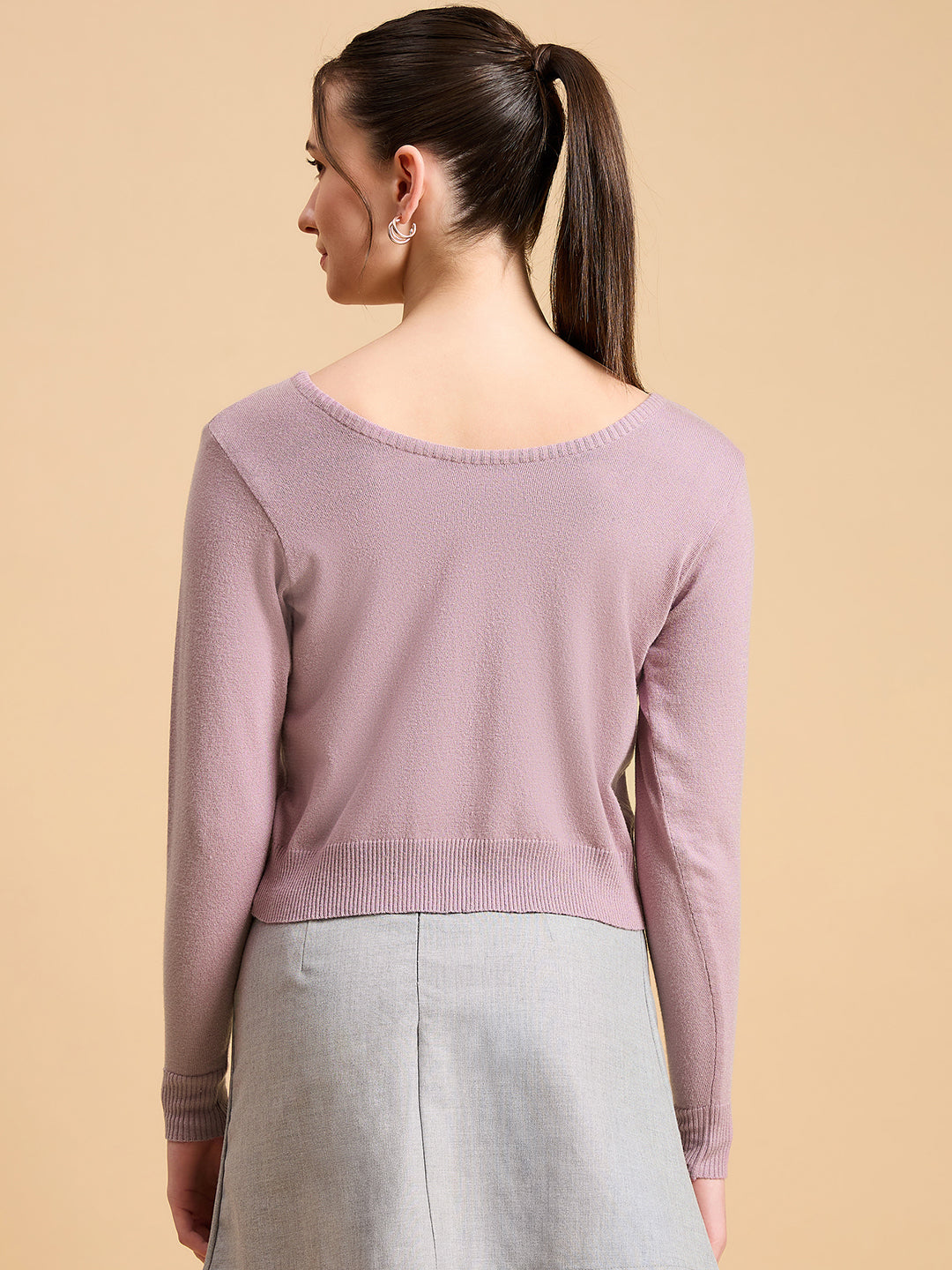 Wool Blend Full Sleeve Designer Pink Blouse
