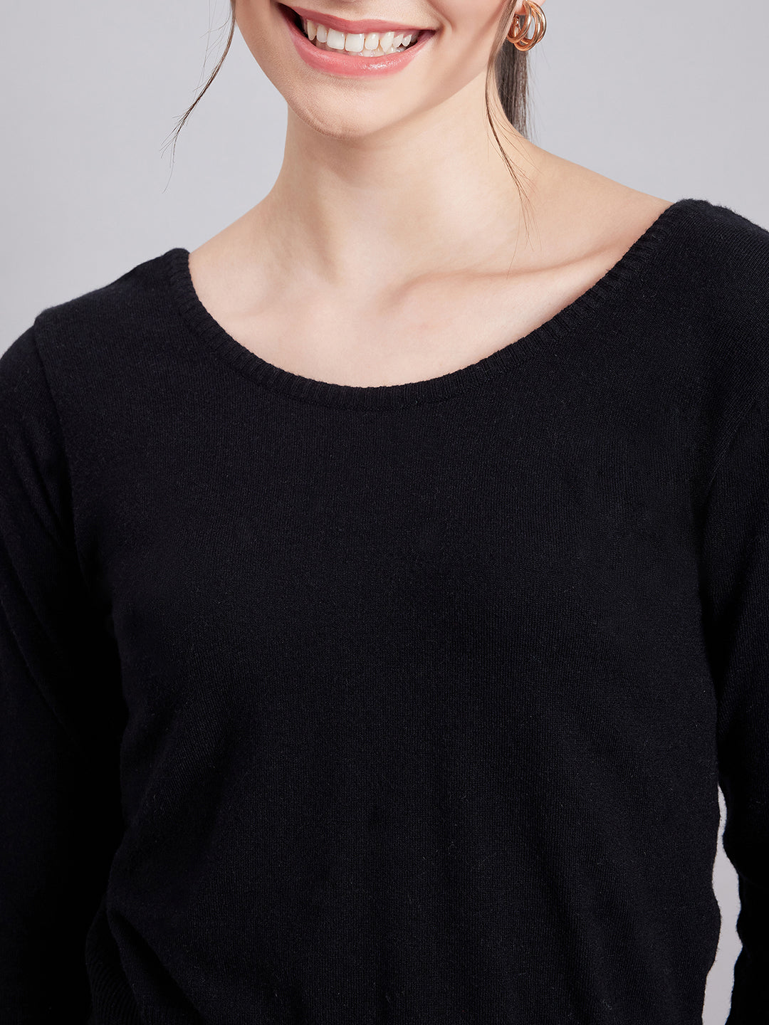 Wool Blend Full Sleeve Designer Black Blouse