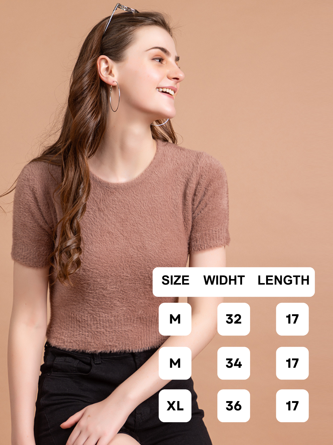 Clapton Short-Sleeve Fuzzy Knit Crop Top Pullover Blouse Top for Women Girls Pink