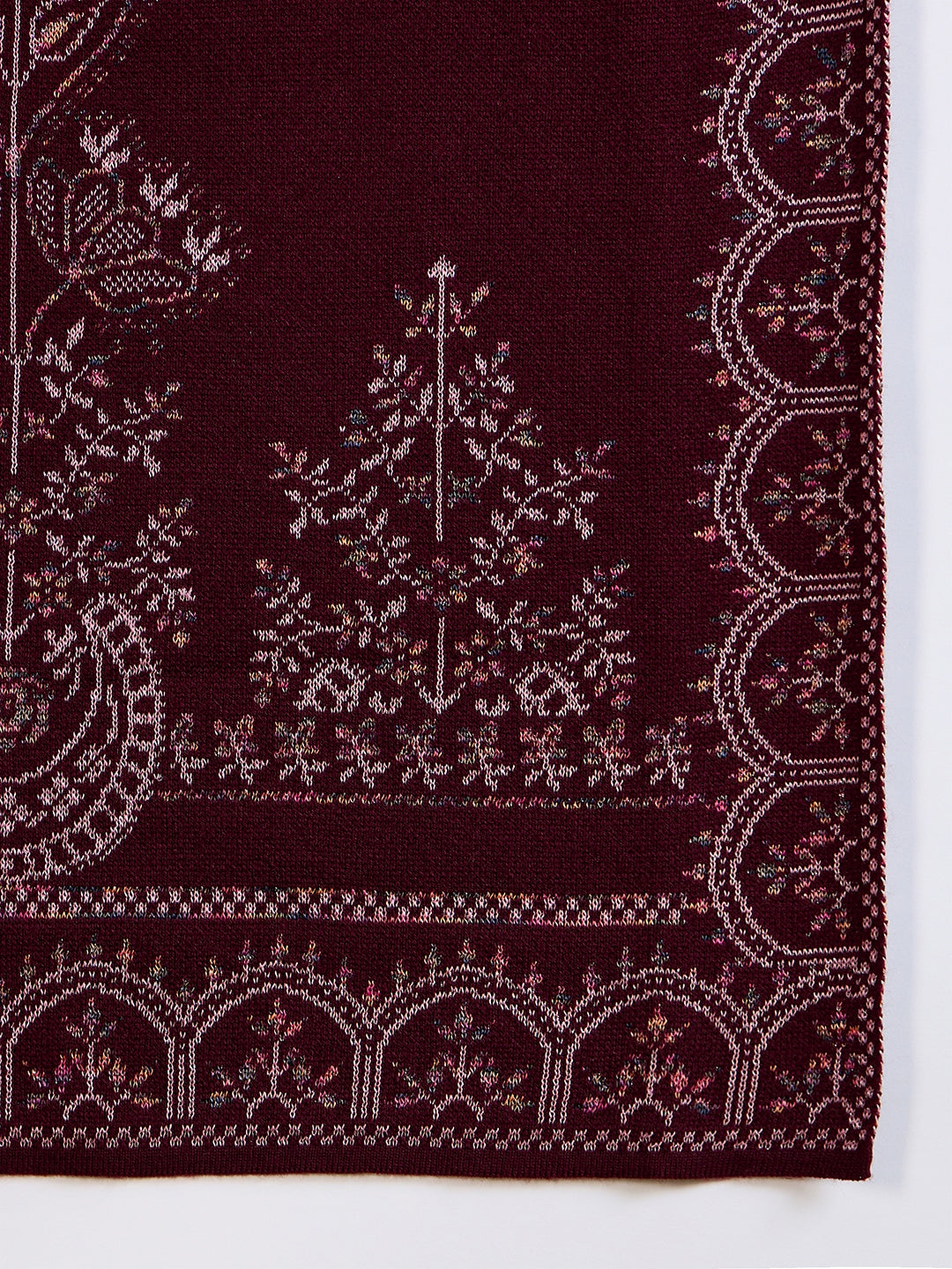 Clapton Embroidered Straight Kurta Pant With Dupatta Set Maroon
