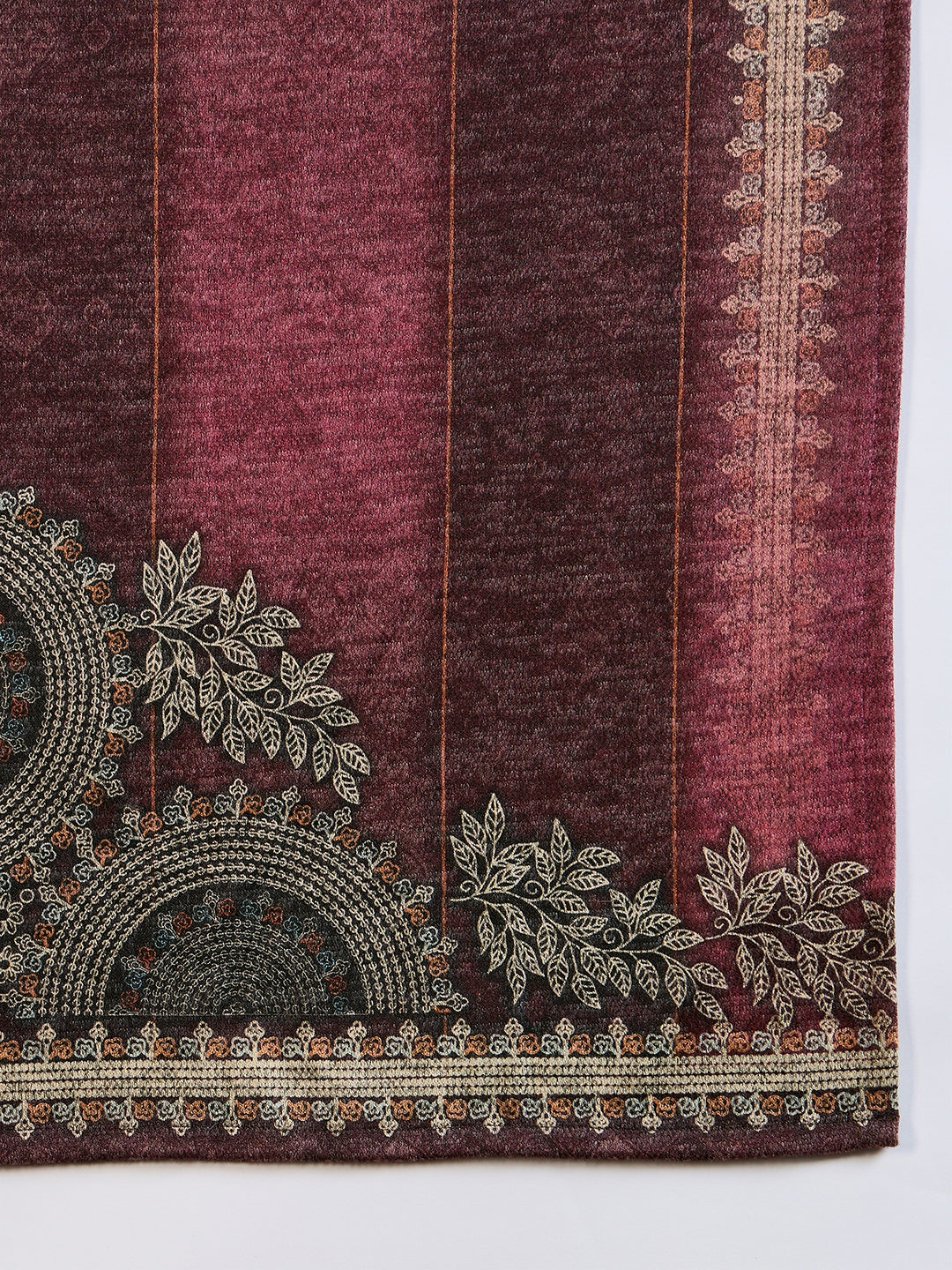 Clapton Printed Work Straight Kurta Pant With Dupatta Set Maroon