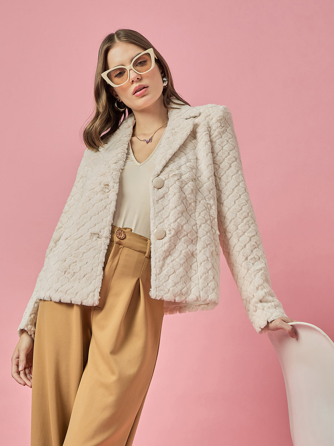 Single Breasted Woollen Blazer Regular Fit Formal Camel