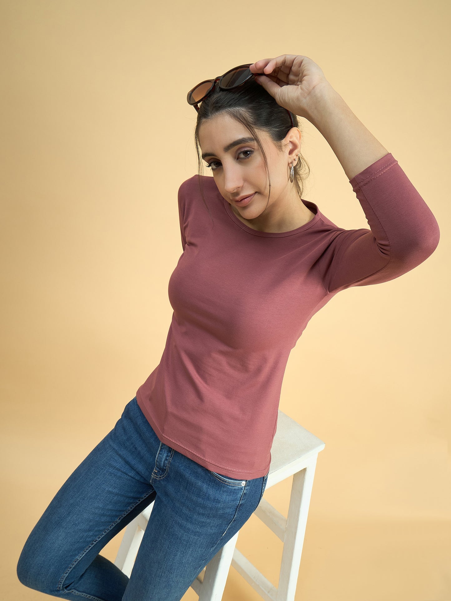 Clapton Crew Neck Tees Candy Cotton Lycra For Women Soild Onion Summer wear