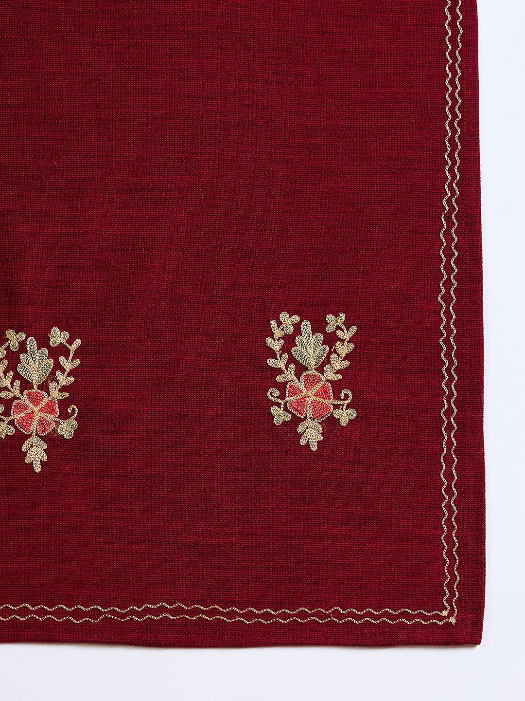 Clapton Embroidered Straight Kurta Pant With Dupatta Set Maroon
