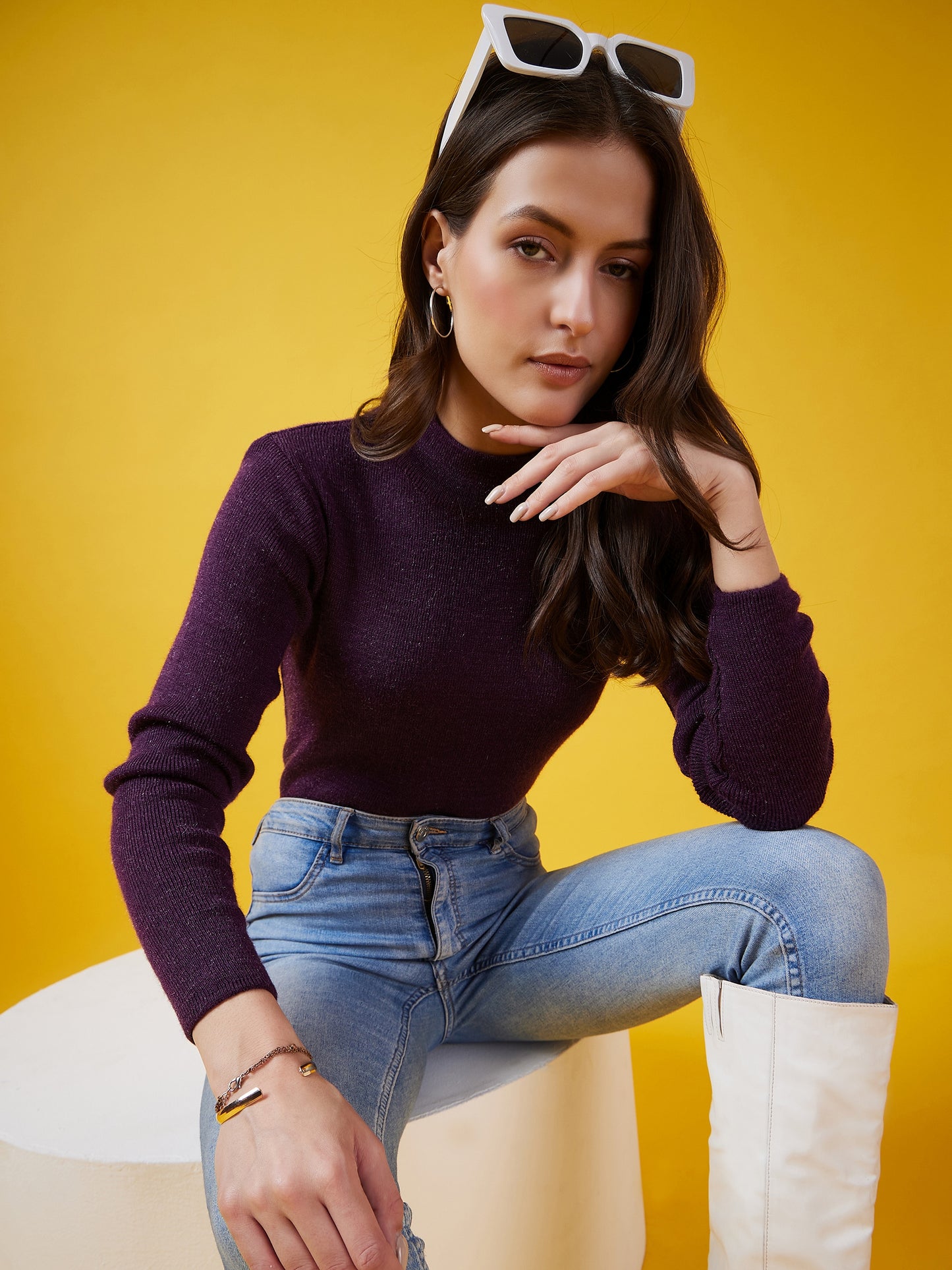 Wool Blend Crew Neck Full Sleeve Jamuni Top