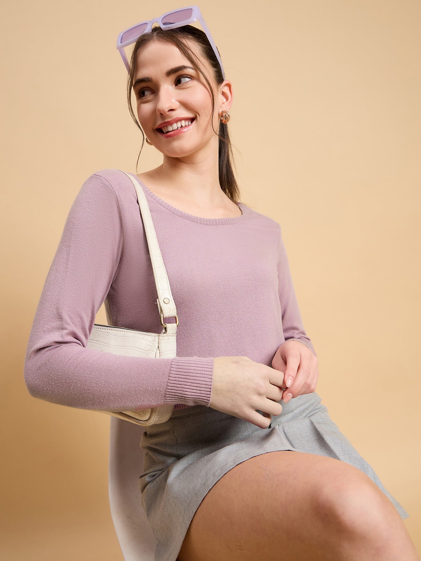 Wool Blend Full Sleeve Designer Pink Blouse