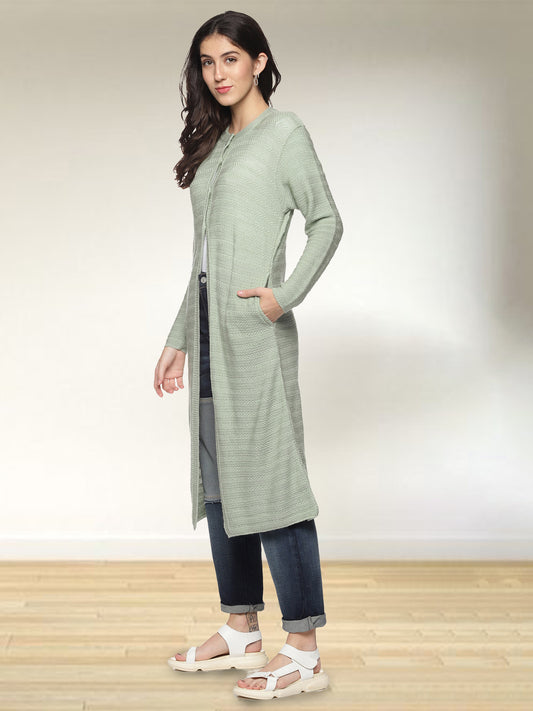 Wool Blend Round Neck Pista Extra long Shrug