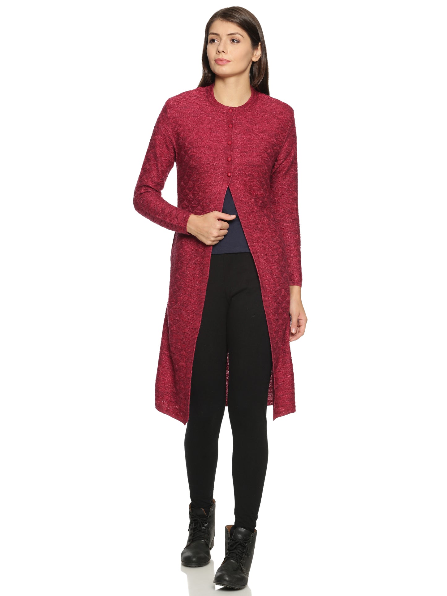 Wool Blend Round Neck Onion Extra long Shrug