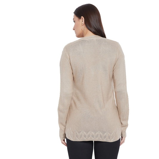 Wool Blend V Neck Camel cardigan