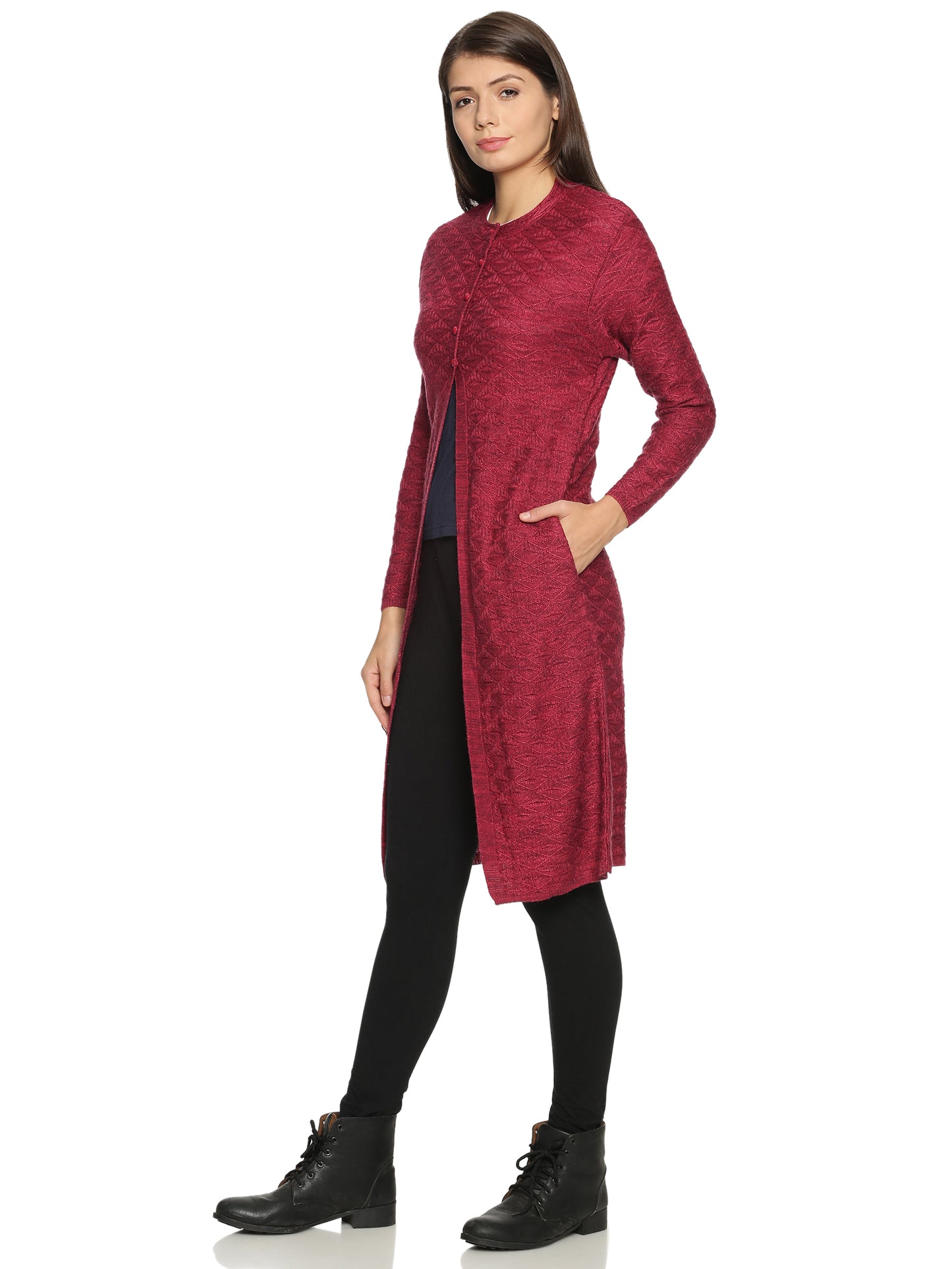 Wool Blend Round Neck Onion Extra long Shrug
