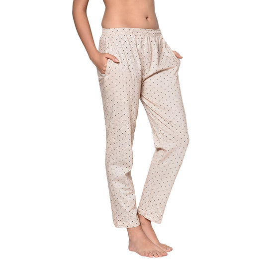 Women's Cotton Blend Solid Printed Skin Pajama