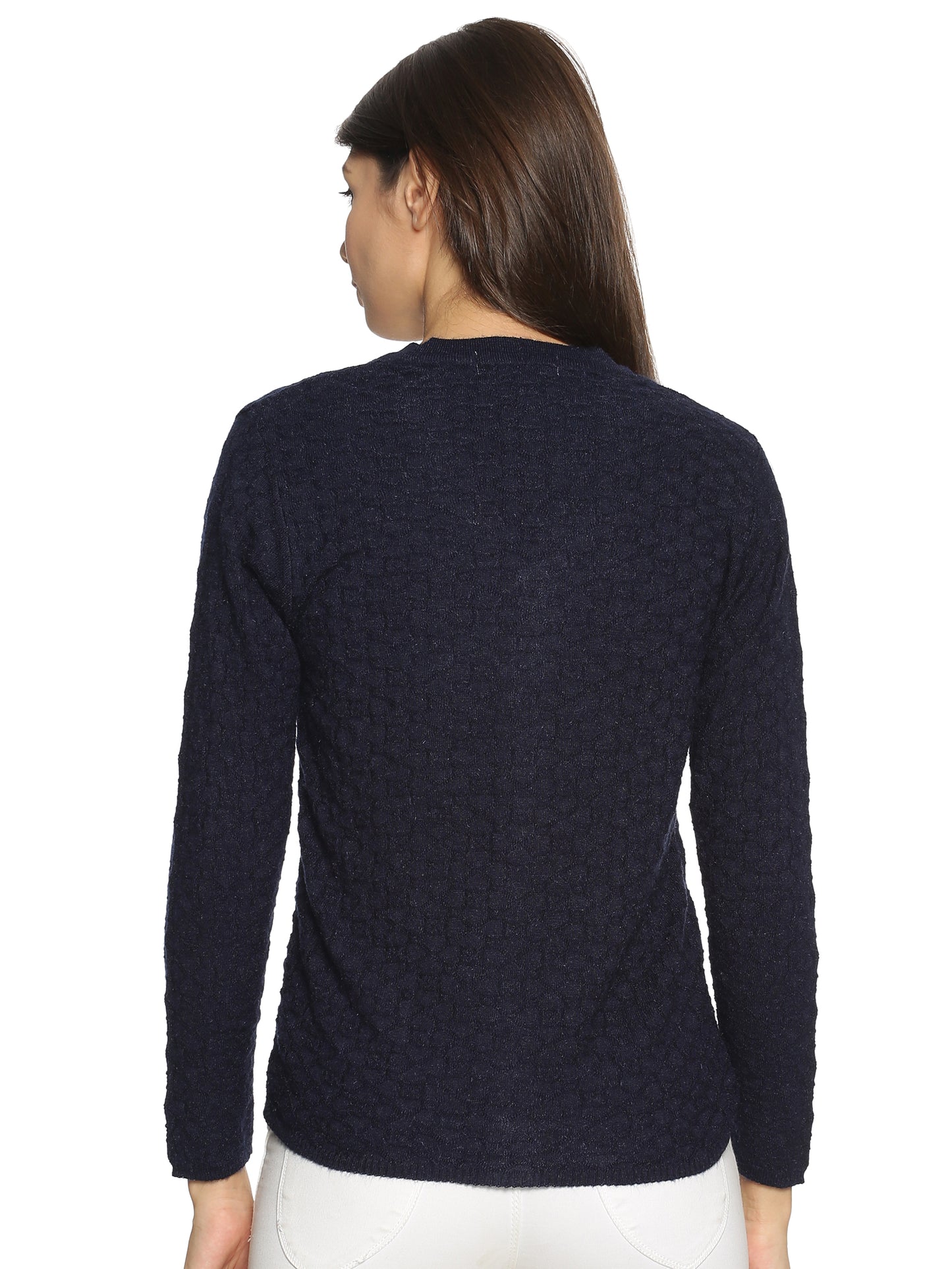 Wool Blend V Neck Dark Navy Cardigans