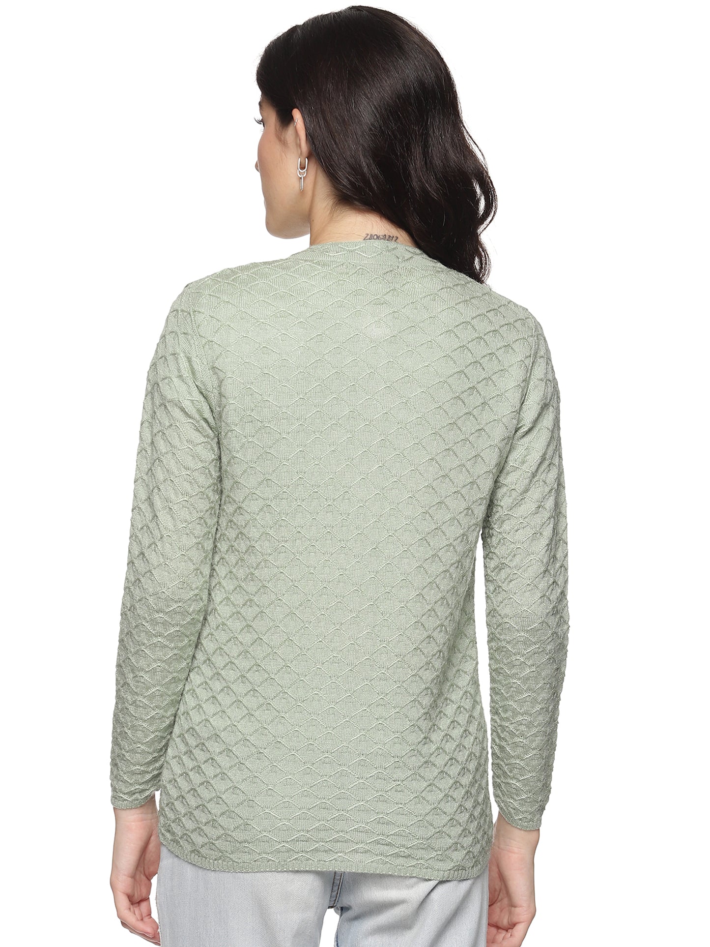 Wool Blend Round Neck Pista Cardigans