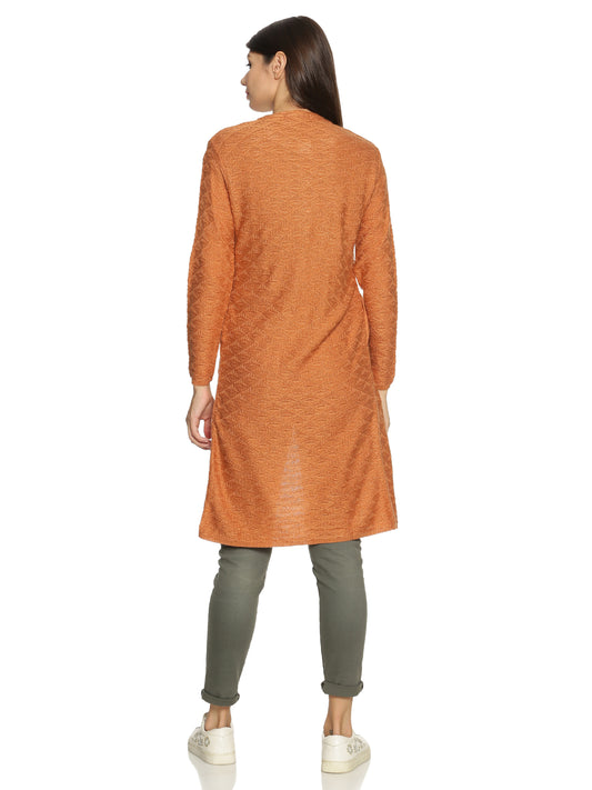 Wool Blend Round Neck Saffron Extra long Shrug