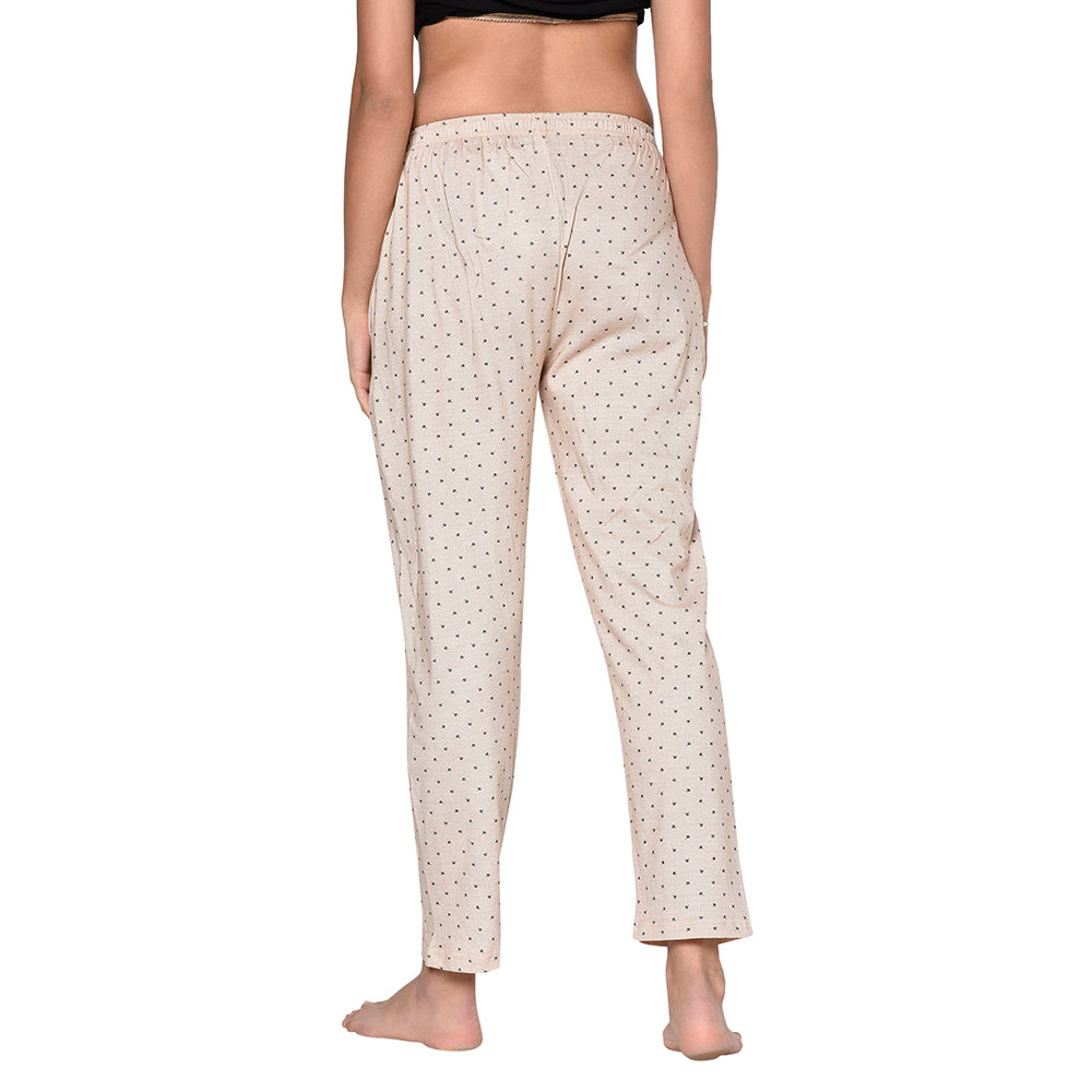 Women's Cotton Blend Solid Printed Skin Pajama